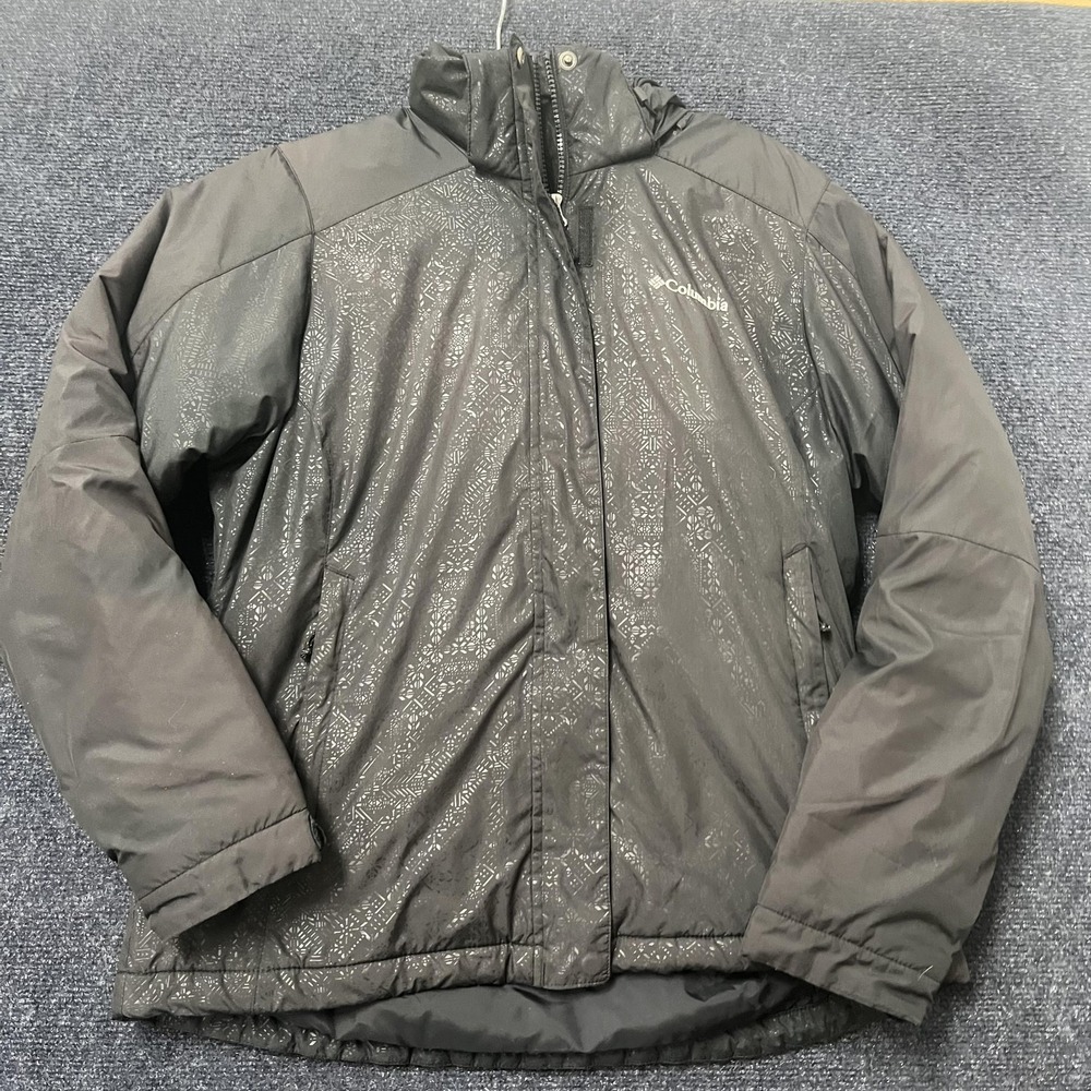 Columbia Jacket Womens Medium‎ Black Hooded Insulated Winter Snow Ski Coat